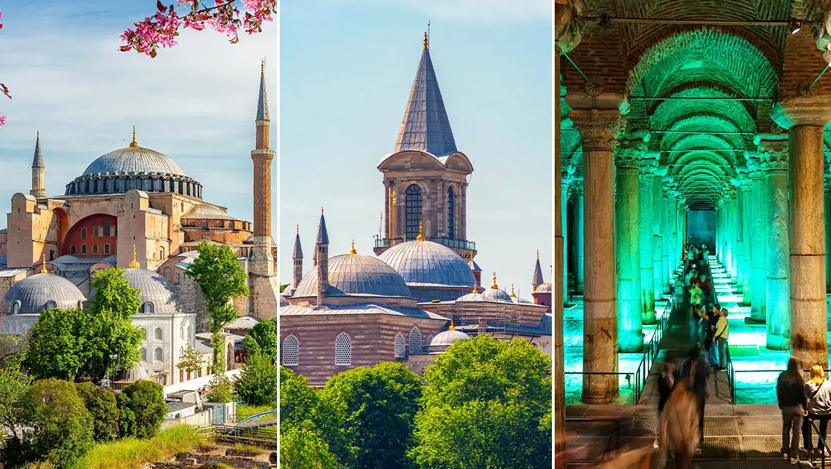 Discover the icons - Hagia Sophia, Topkapi Palace, and Basilica Cistern